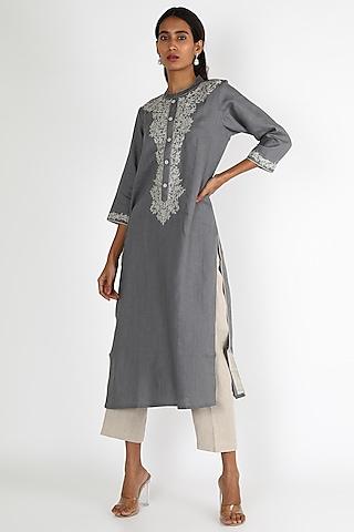 grey embroidered tunic