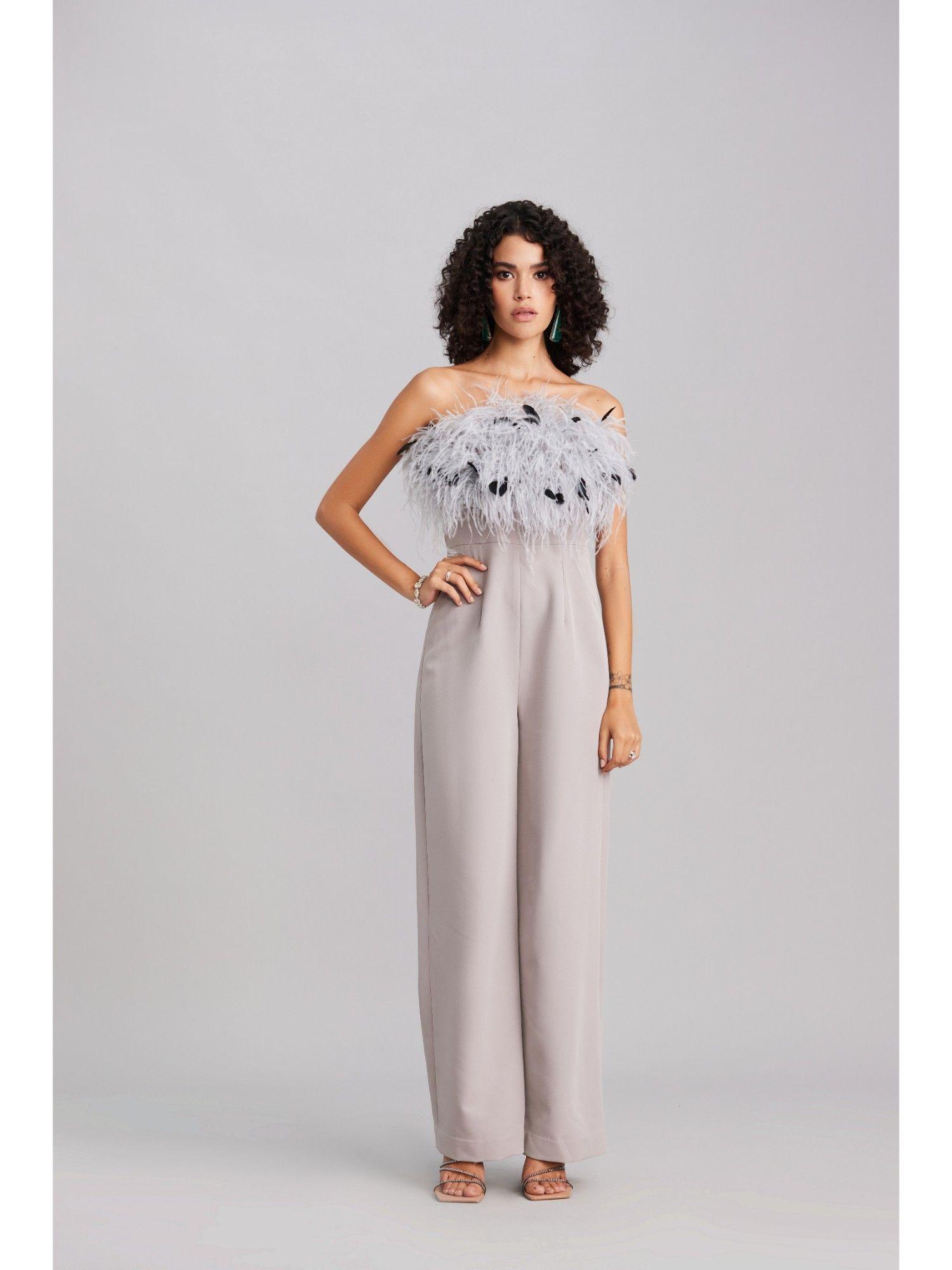 grey feather jumpsuit