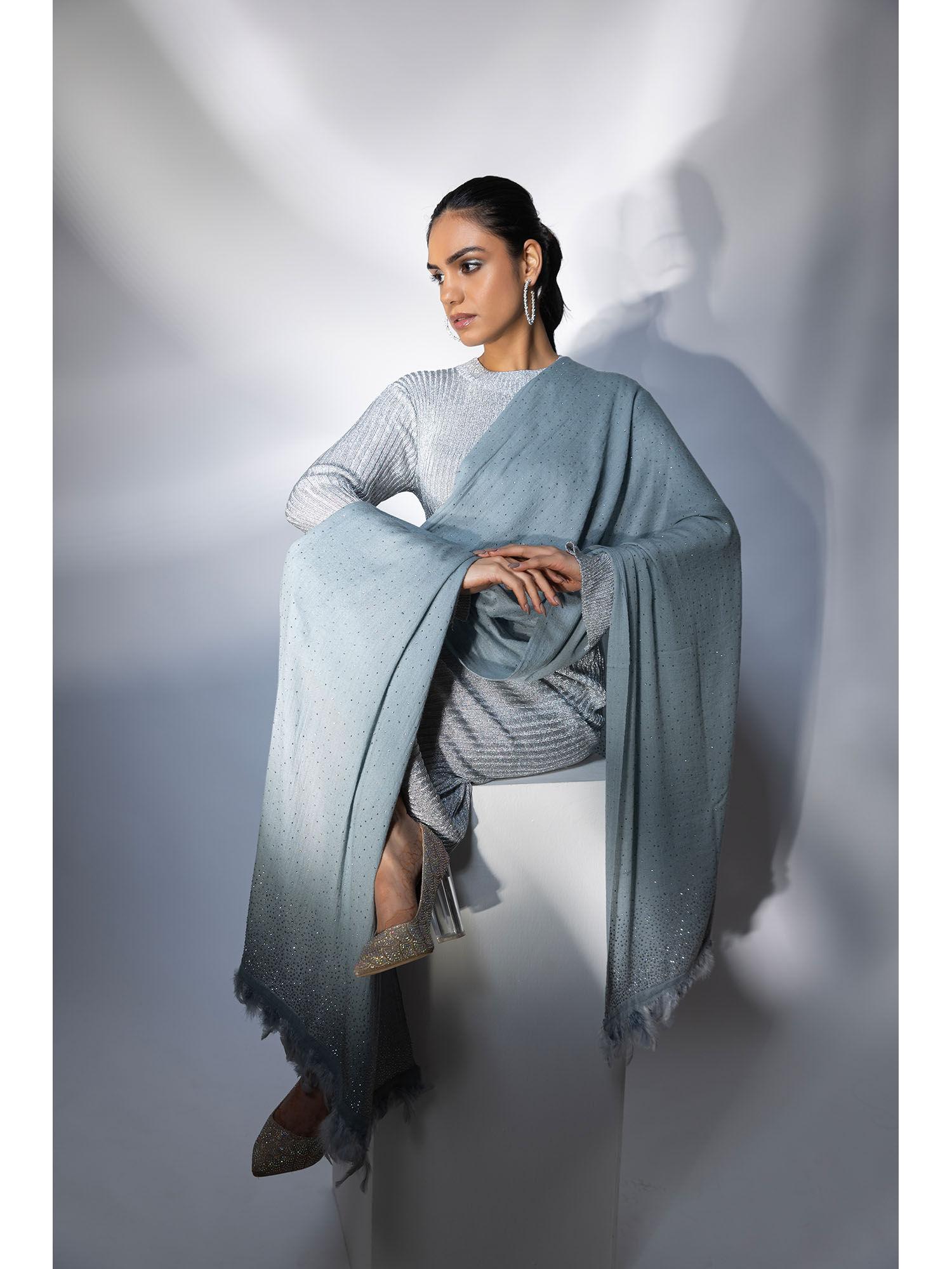 grey feathers and swarovski ideal dress fur shawl