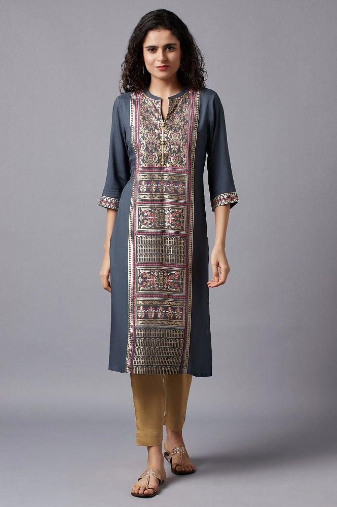 grey festive ethnic kurta