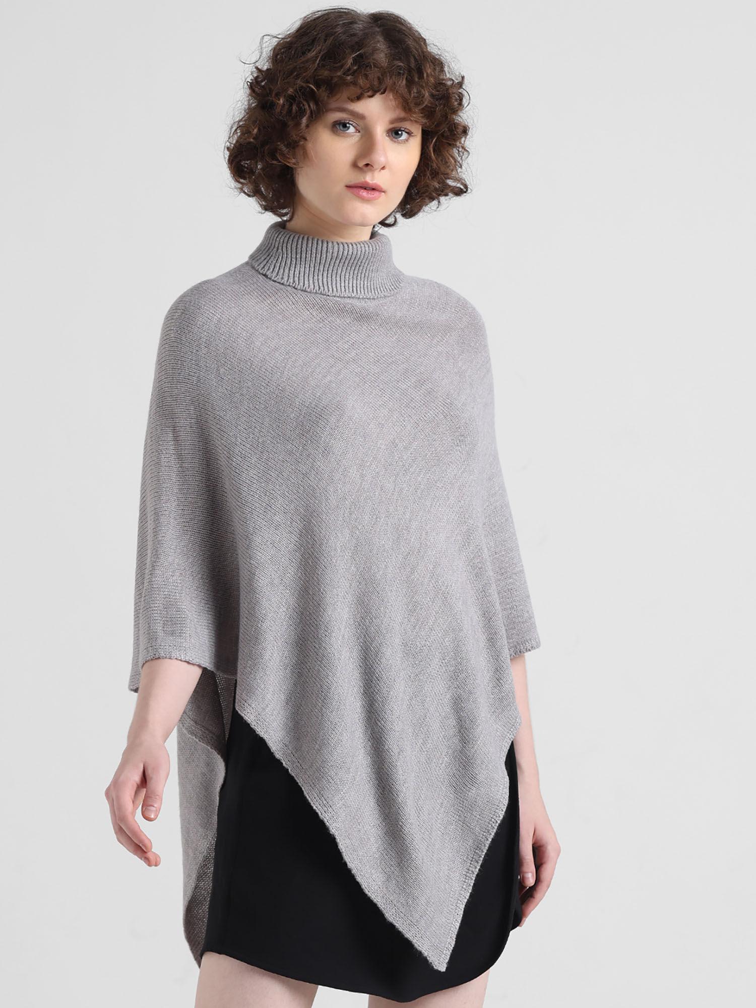 grey fine knit poncho