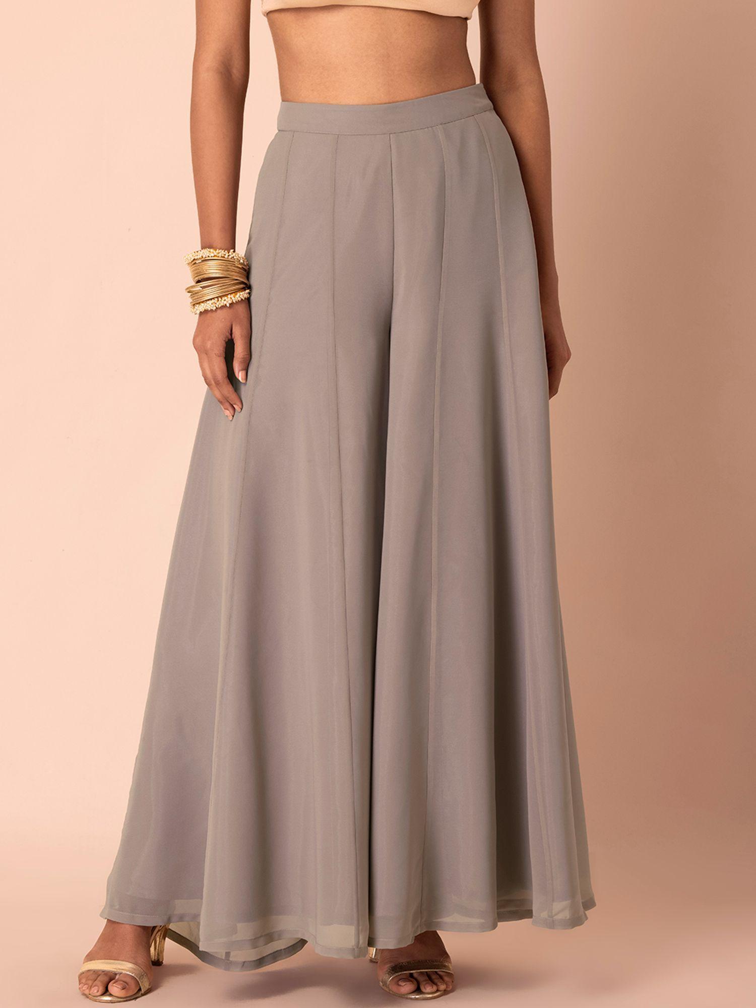 grey flared palazzo pants