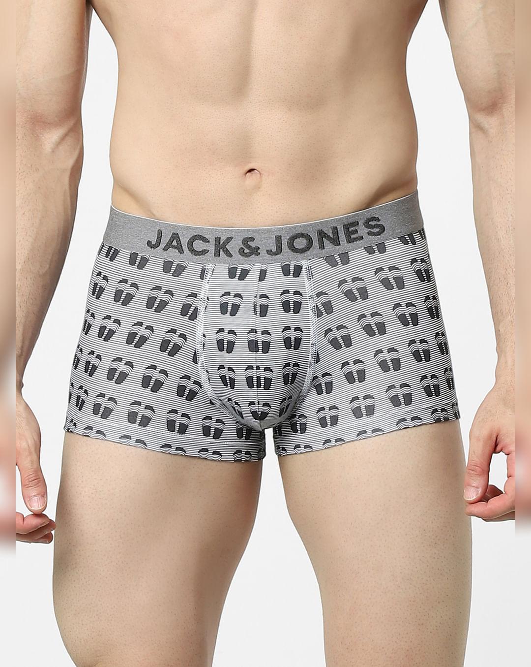 grey flip flop print trunks