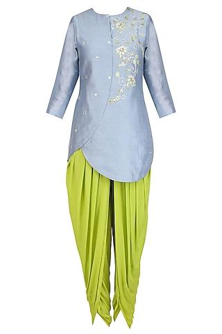 grey floral embroidered kurta with dhoti pants
