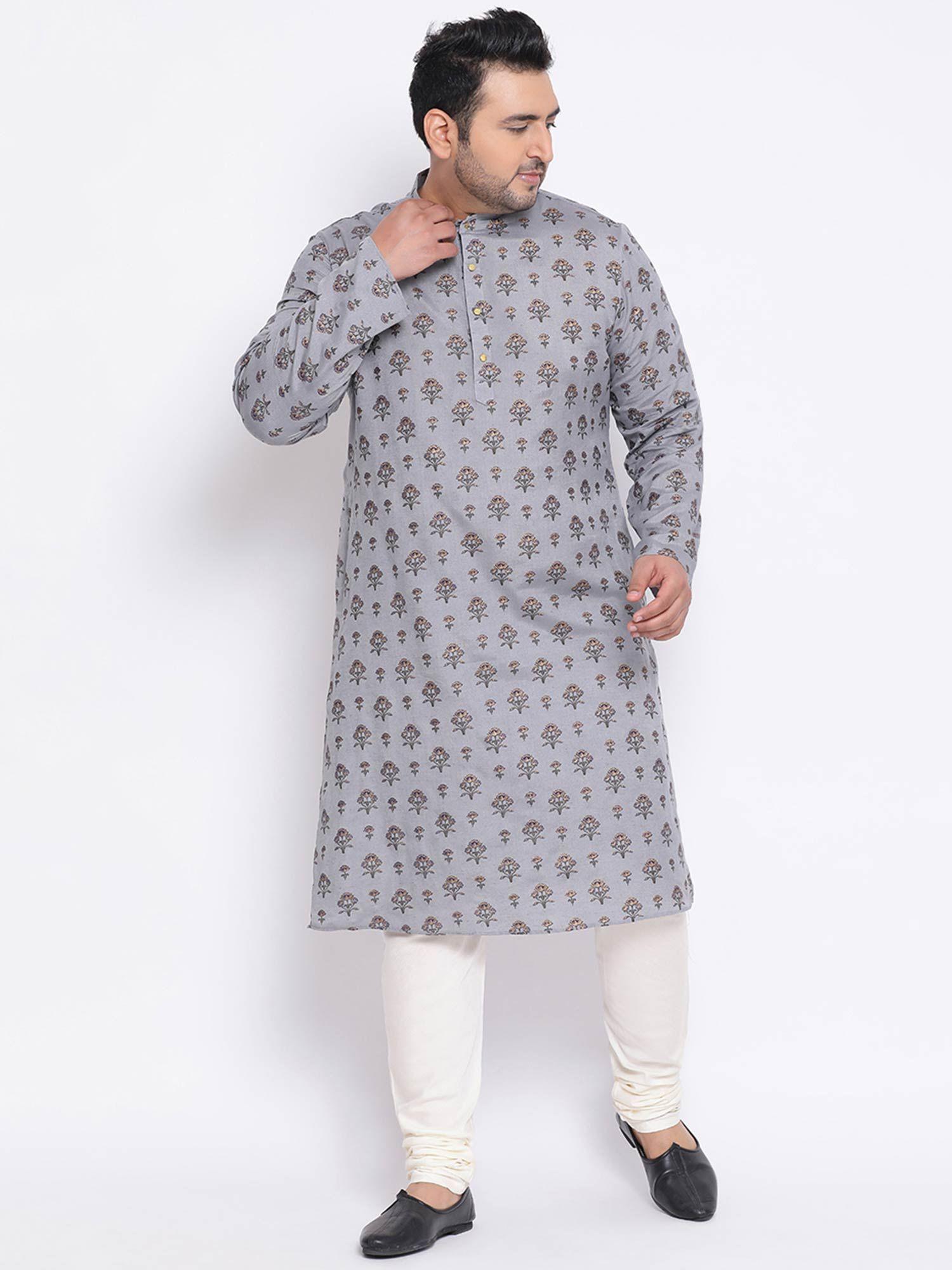 grey floral kurta