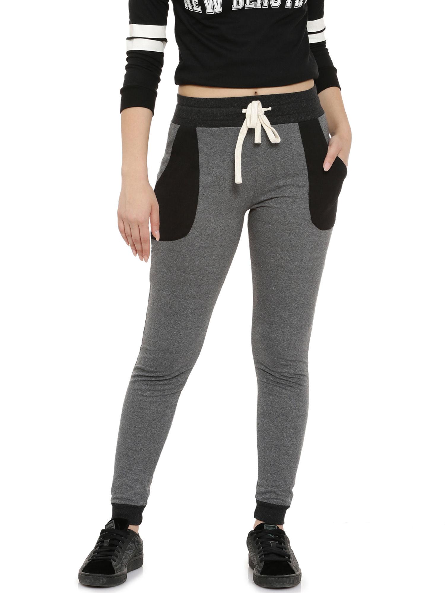 grey front open pocket trackpant