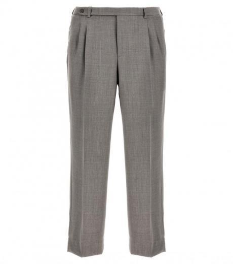 grey front pleats pants