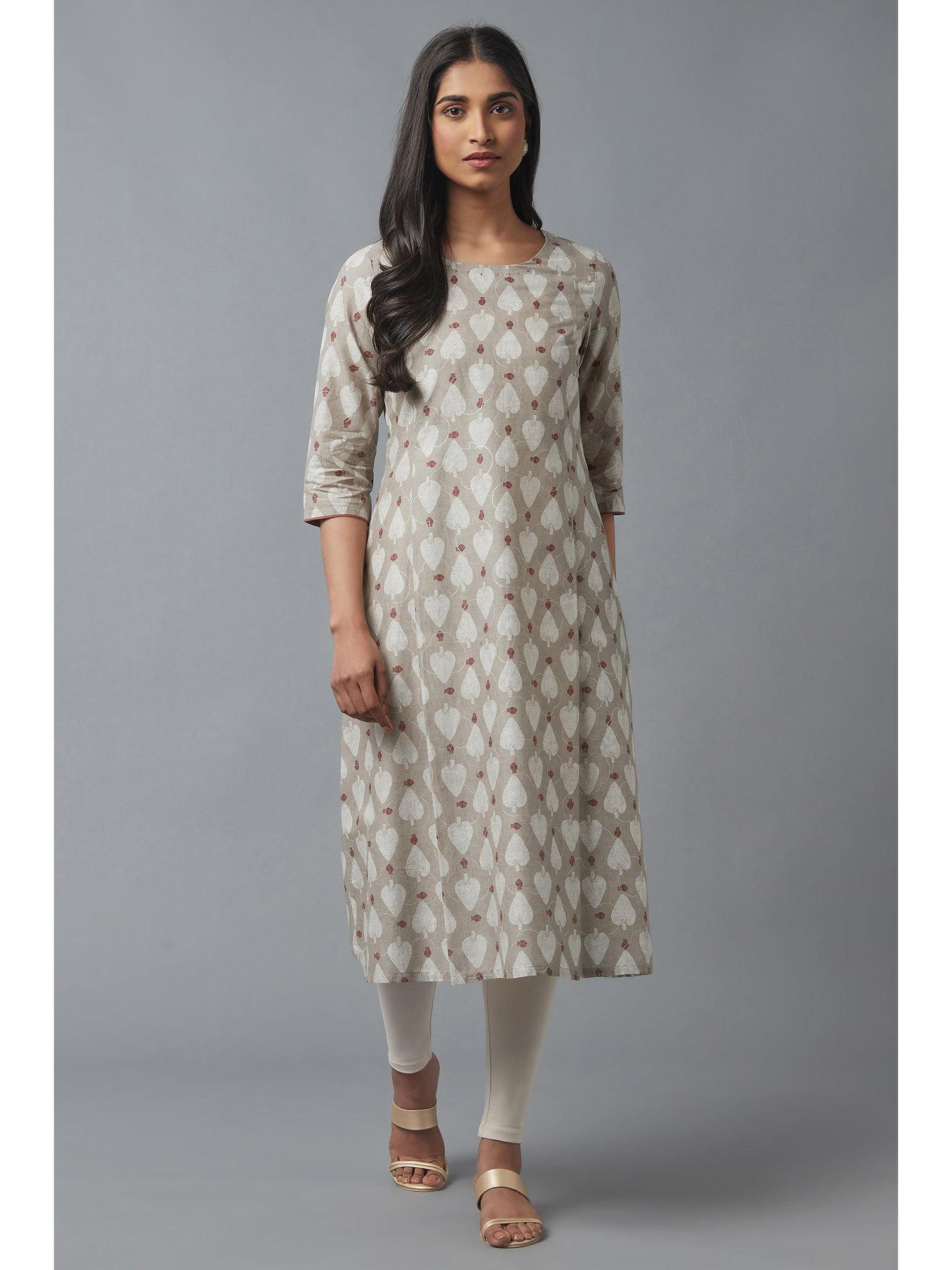 grey geometric kurta