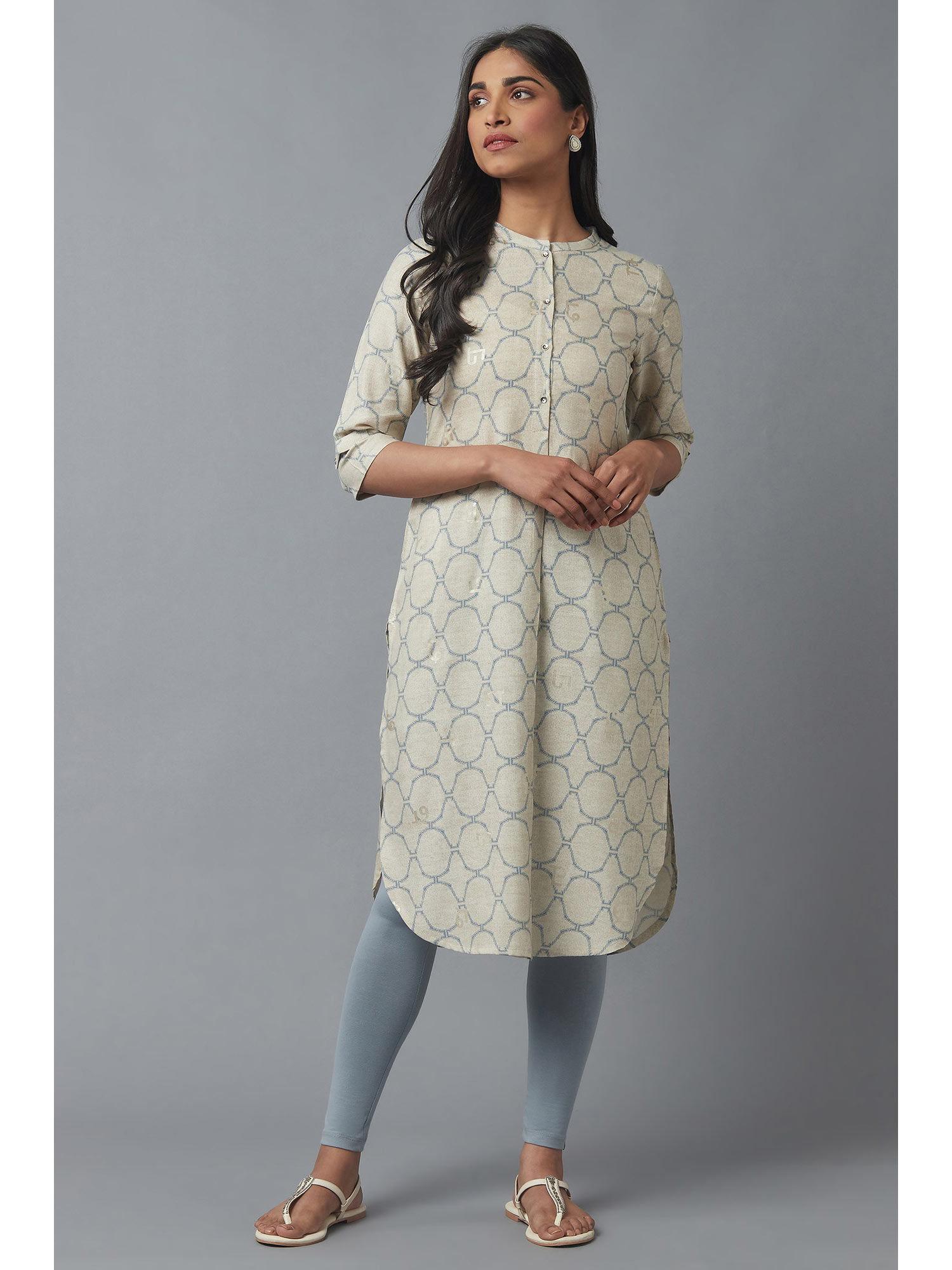 grey geometric kurta