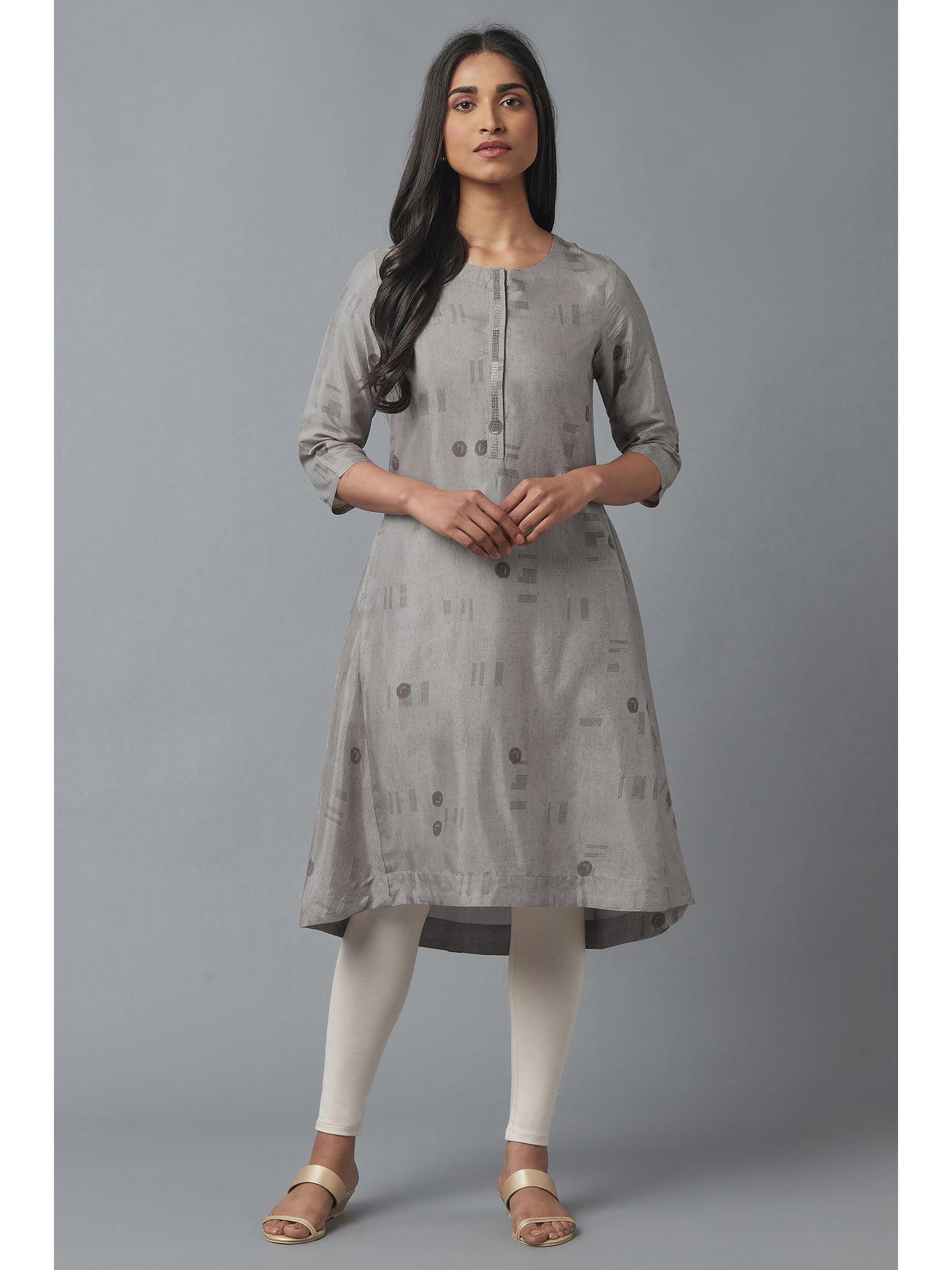 grey geometric kurta