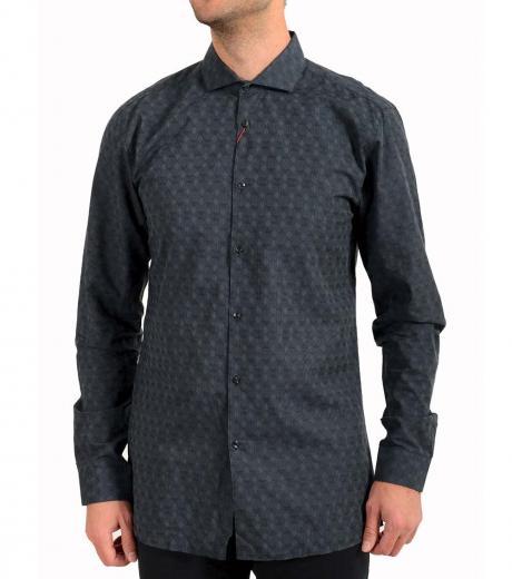 grey geometric print slim fit shirt