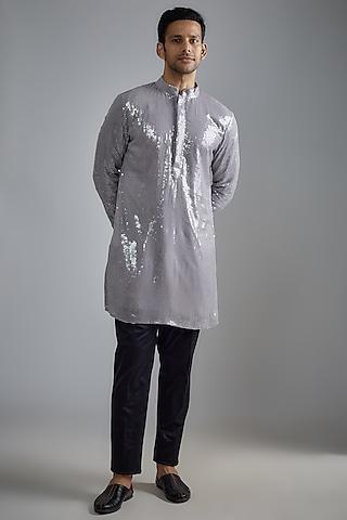 grey georgette sequins kurta set