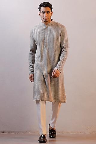 grey georgette thread work kurta set