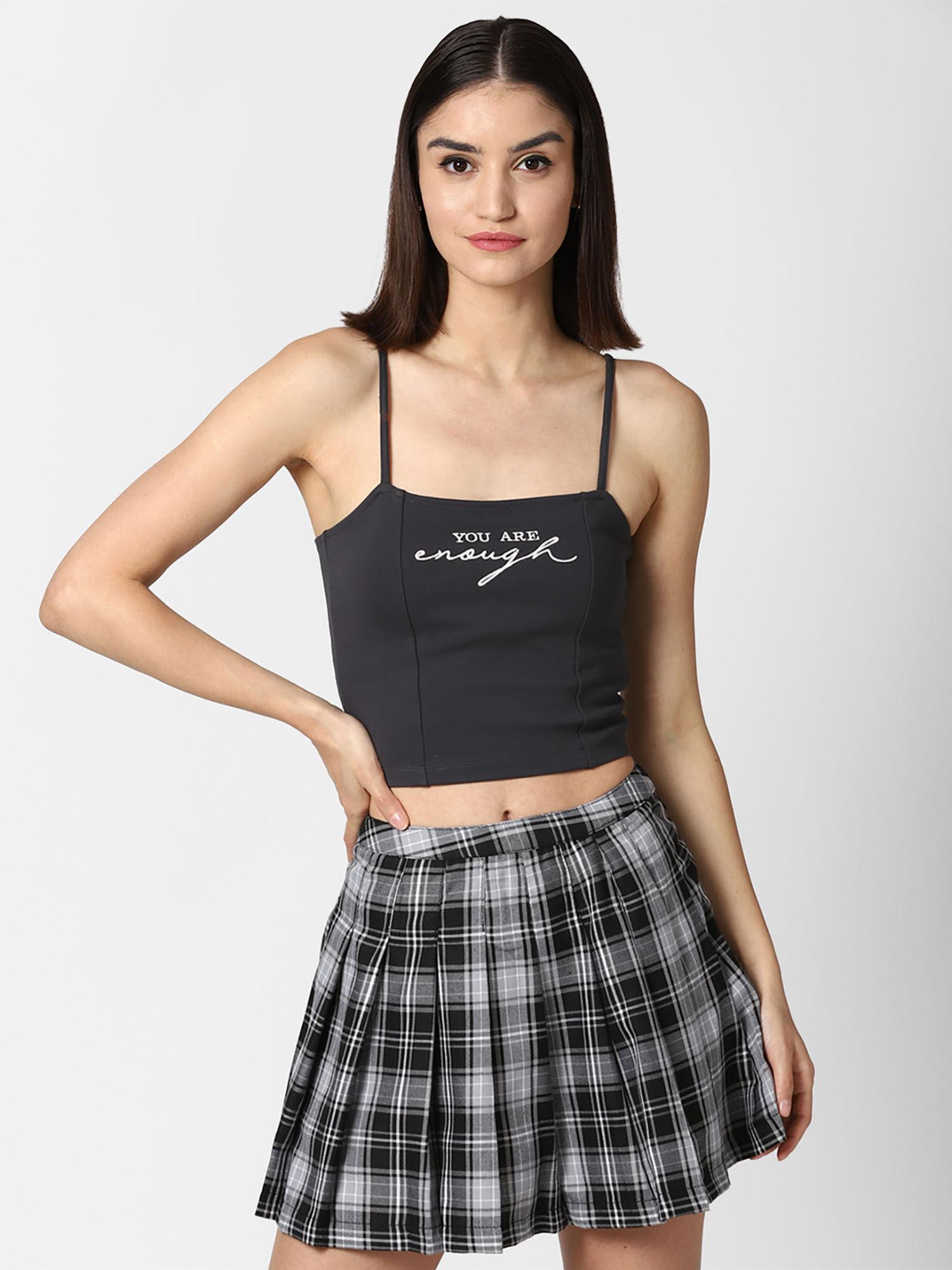 grey graphic crop top