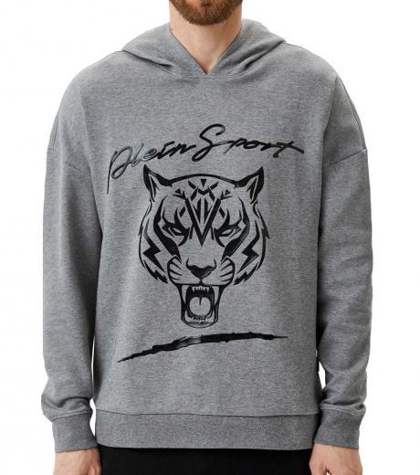 grey graphic print hoodie