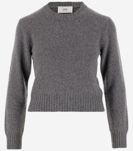 grey grey ribbed edge sweater
