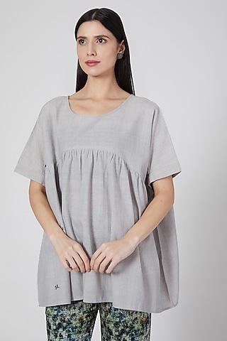 grey handwoven khadi cotton top