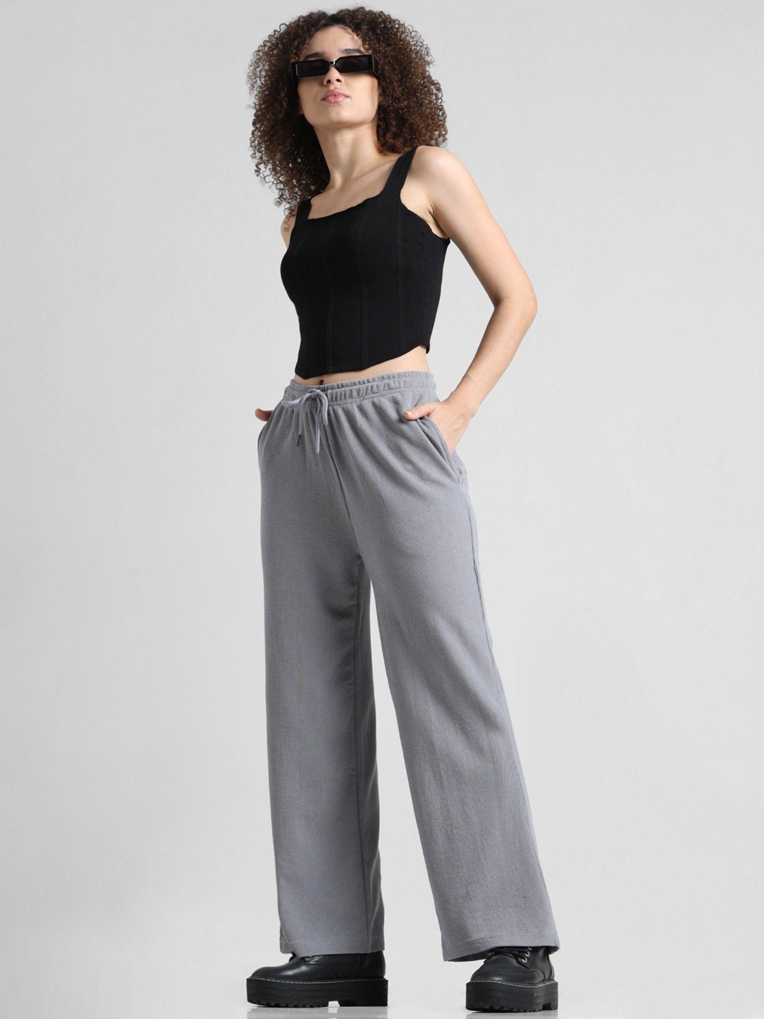 grey high rise wide leg pant