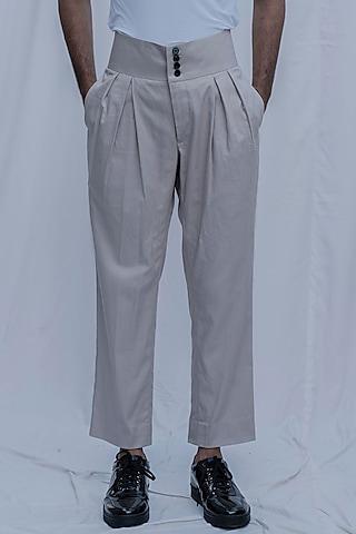 grey high waisted trousers