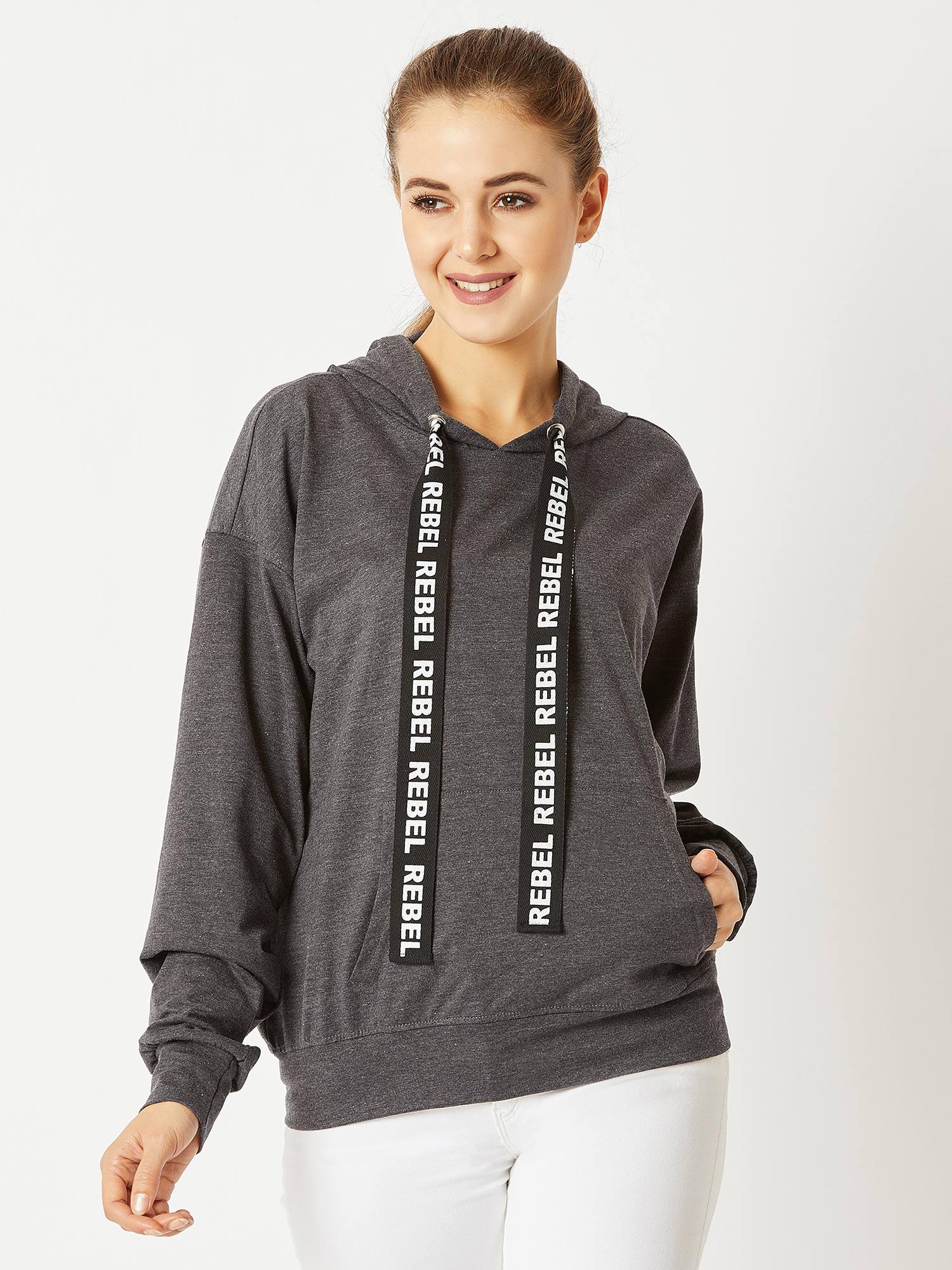 grey hooded sweatshirt