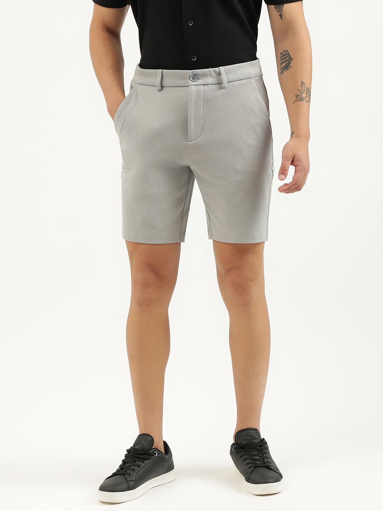 grey houndstooth slim fit shorts