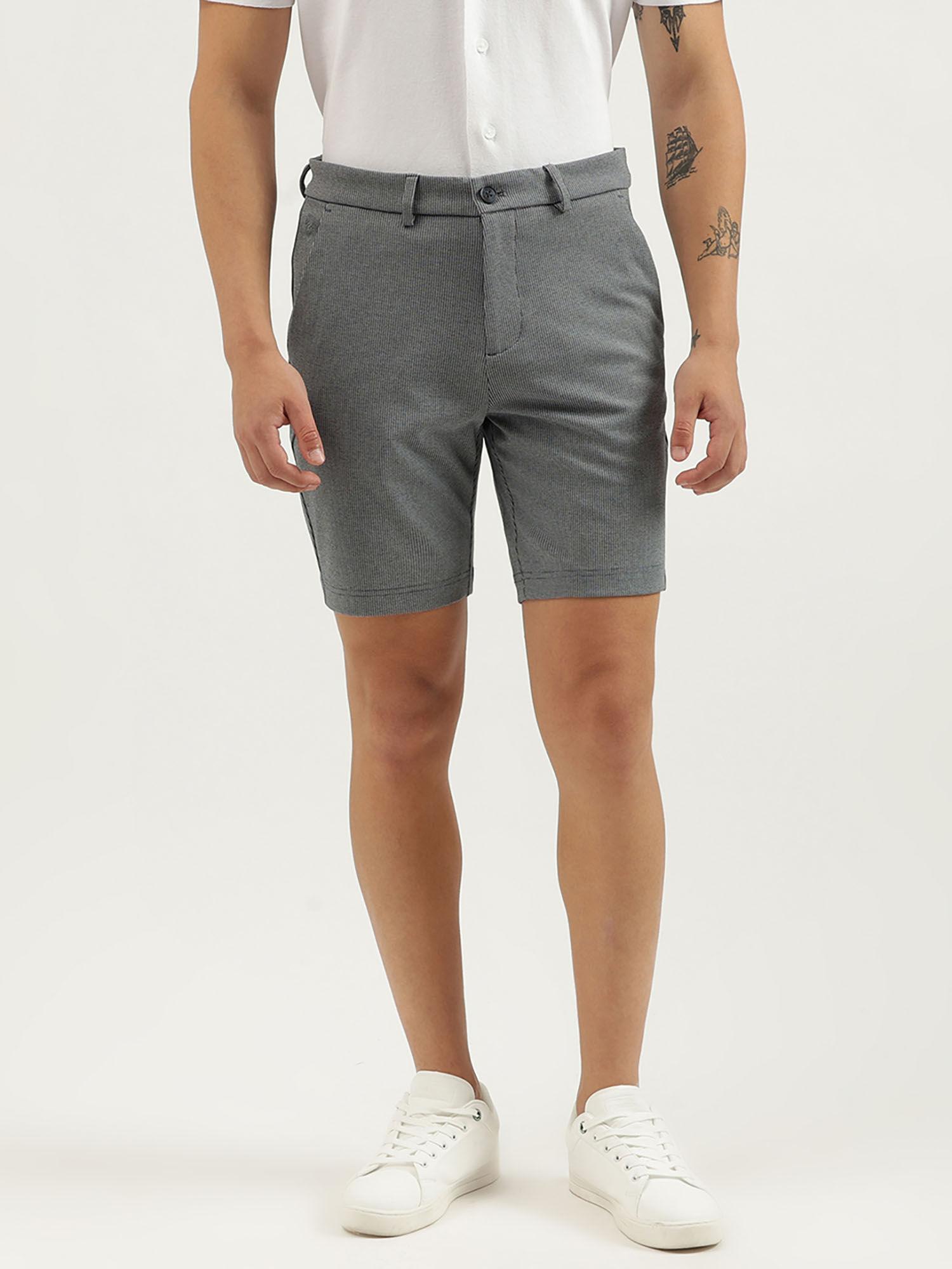 grey houndstooth slim fit shorts