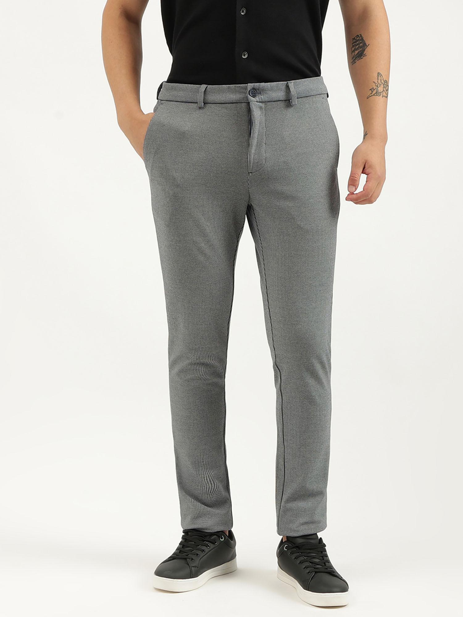 grey houndstooth slim fit trouser