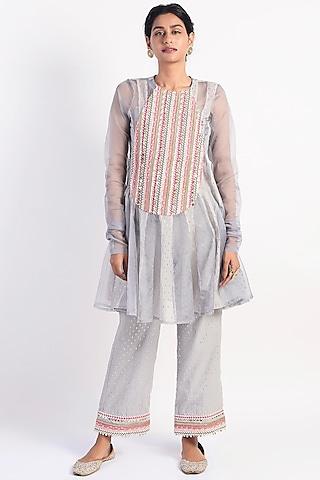 grey kalidar kurta set