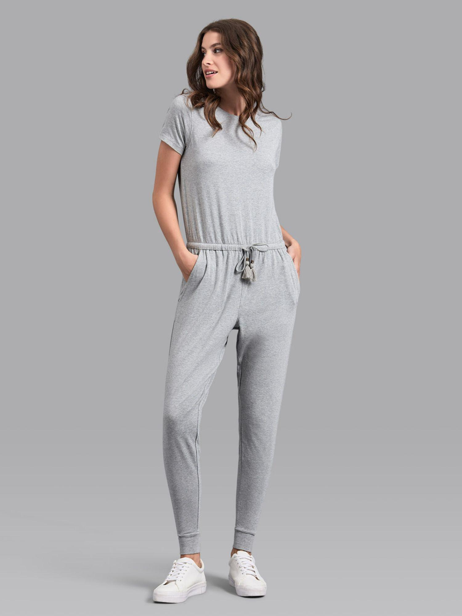 grey kicked back jumpsuit