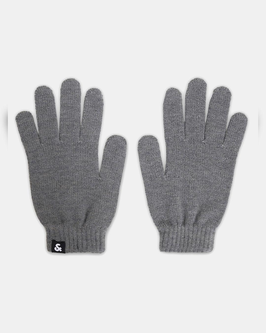 grey knitted gloves