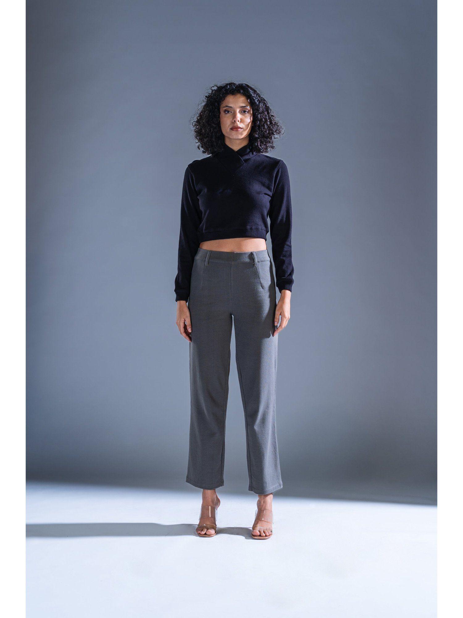 grey knitted lazy solid pants