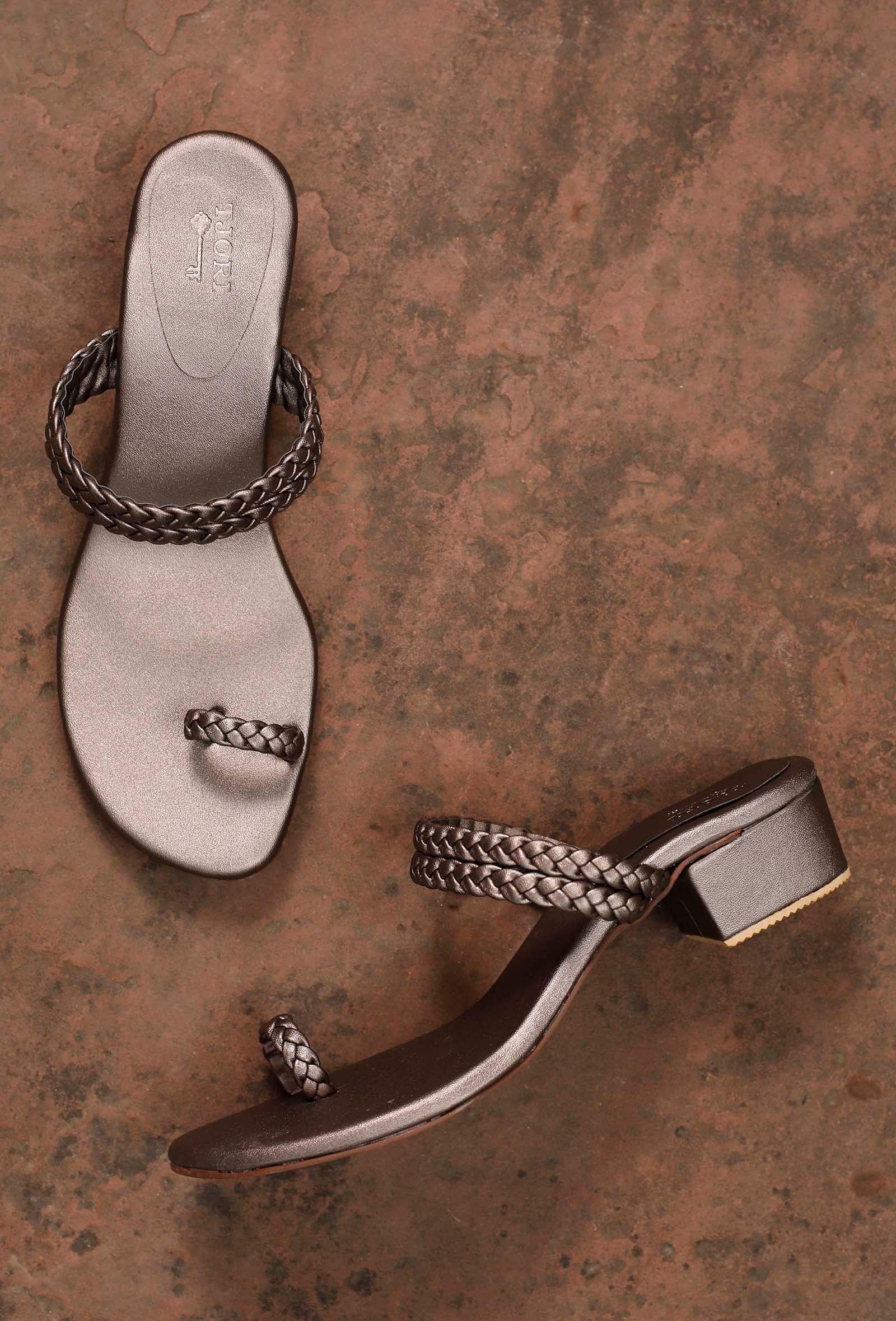 grey knotted cruelty free leather sandals