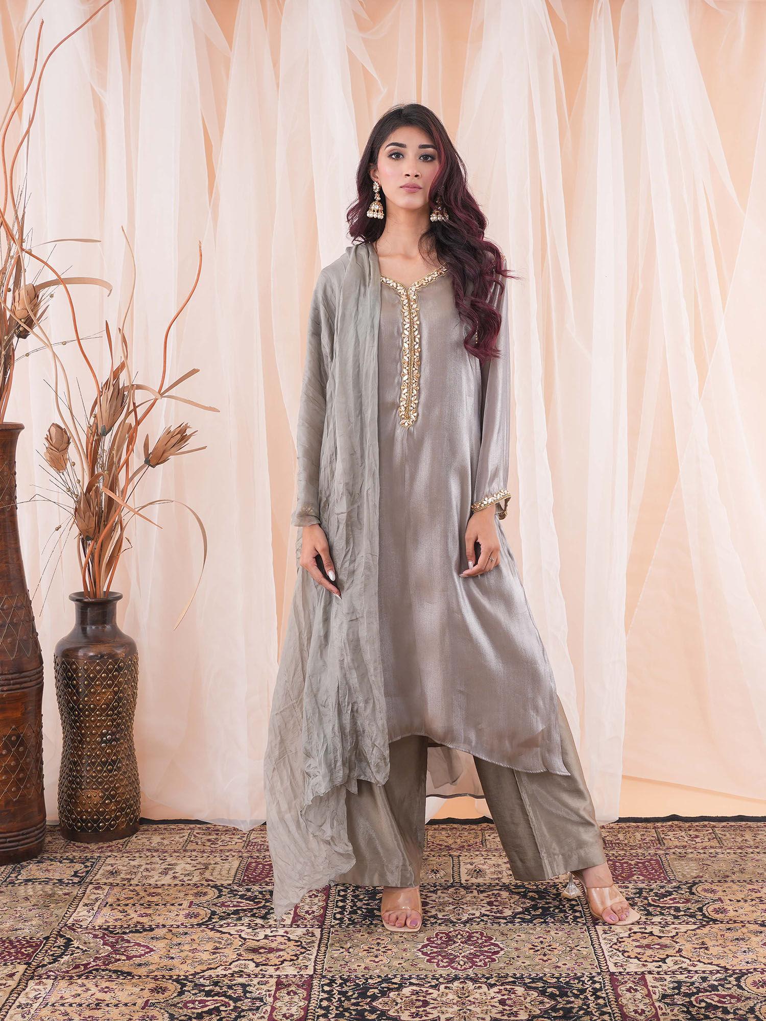 grey kurta (set of 4)