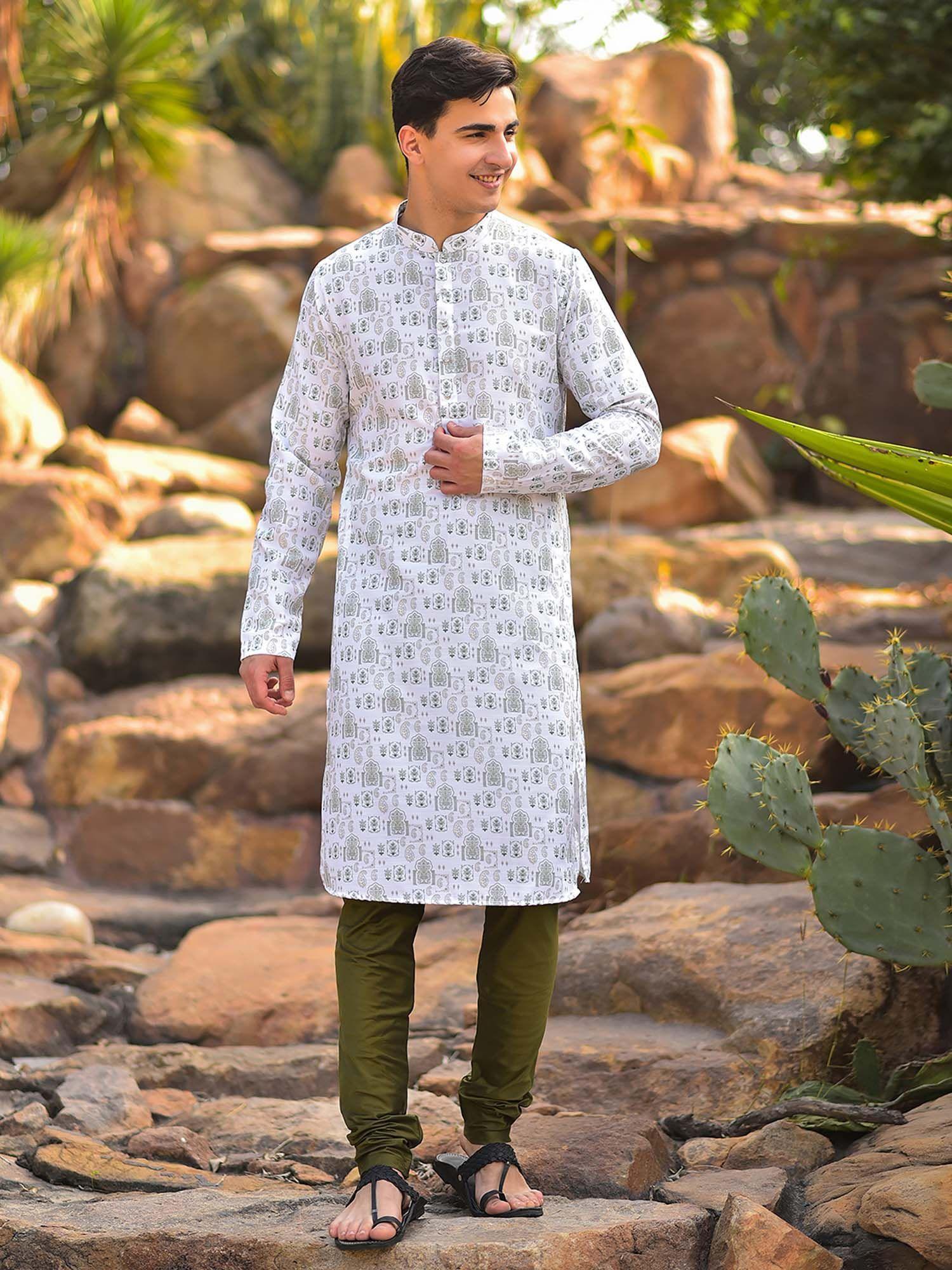 grey kurta with churidar (set of 2)