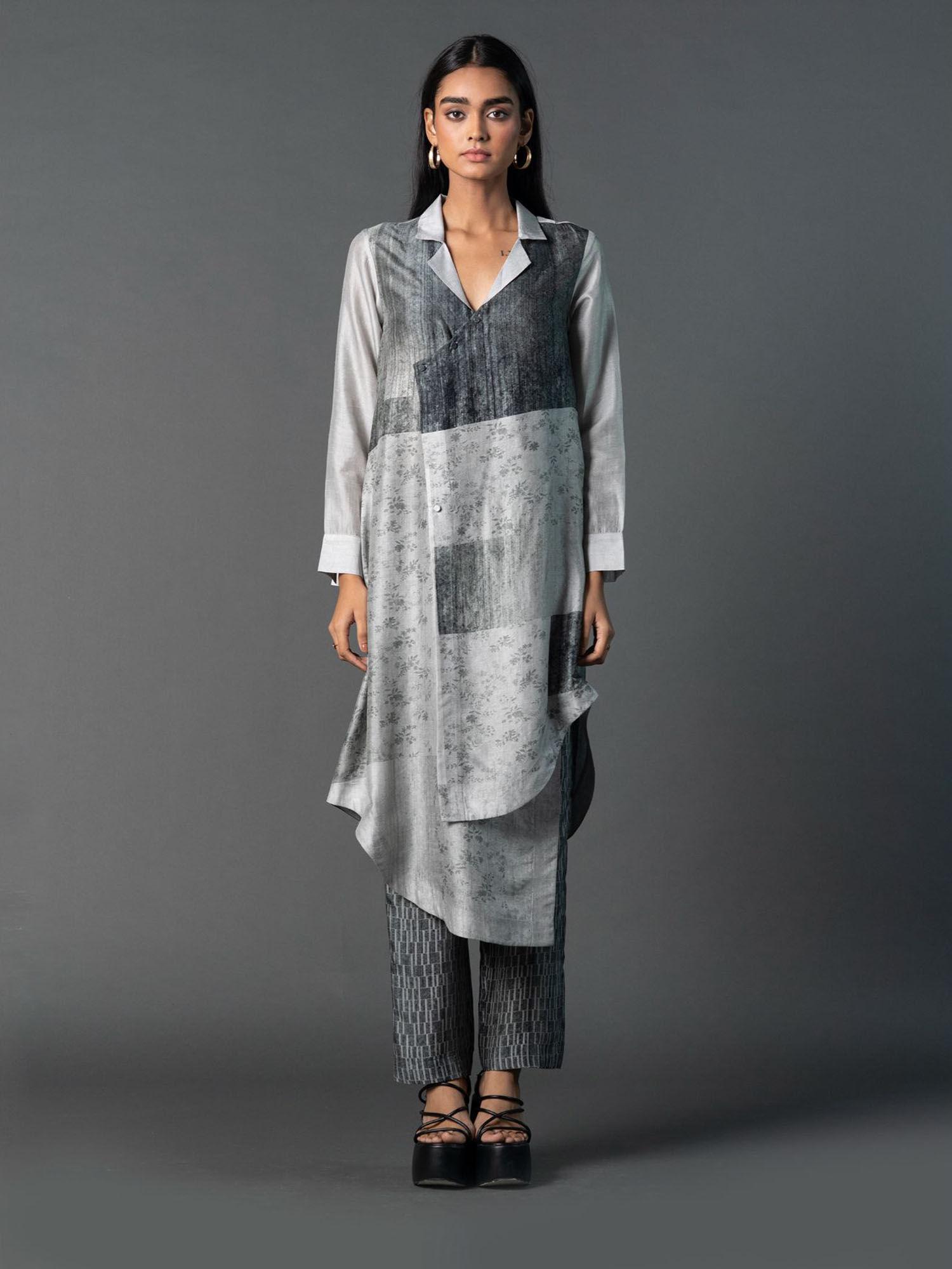 grey kurta with pant (set of 2)