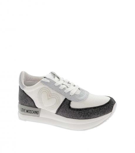 grey lace up logo sneakers