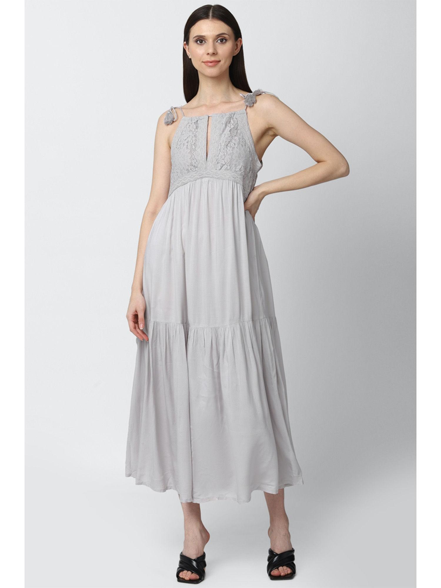 grey laced maxi dress