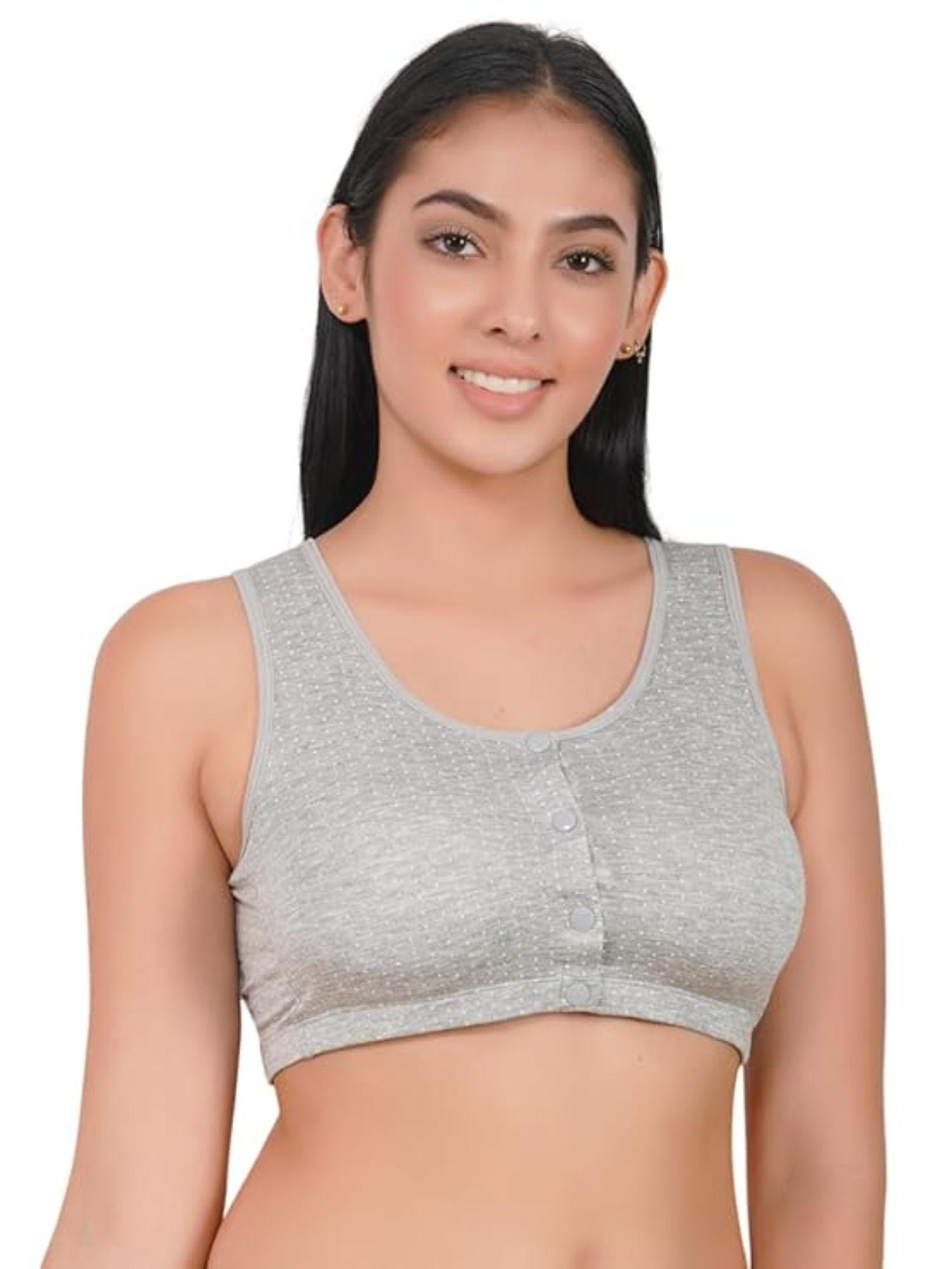 grey lightly padded plus size front open maternity bra