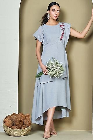 grey linen slub dress