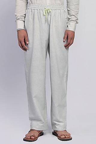 grey linen trousers