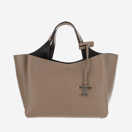 grey logo-plaque leather tote bag