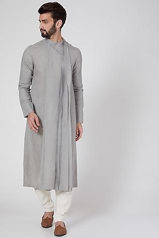 grey long draped kurta