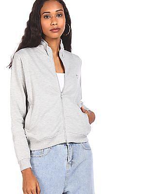 grey long sleeve high neck sweatshirt
