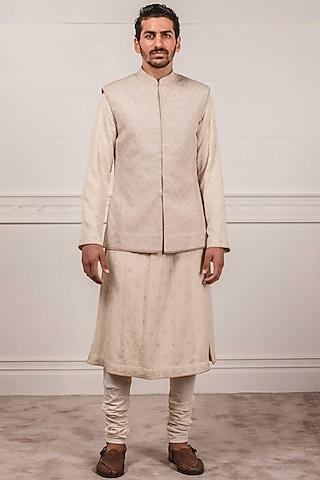 grey lucknowi chikankari waistcoat