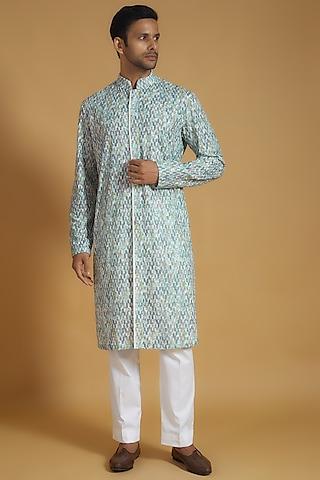 grey lucknowi fabric chikankari embroidered kurta set