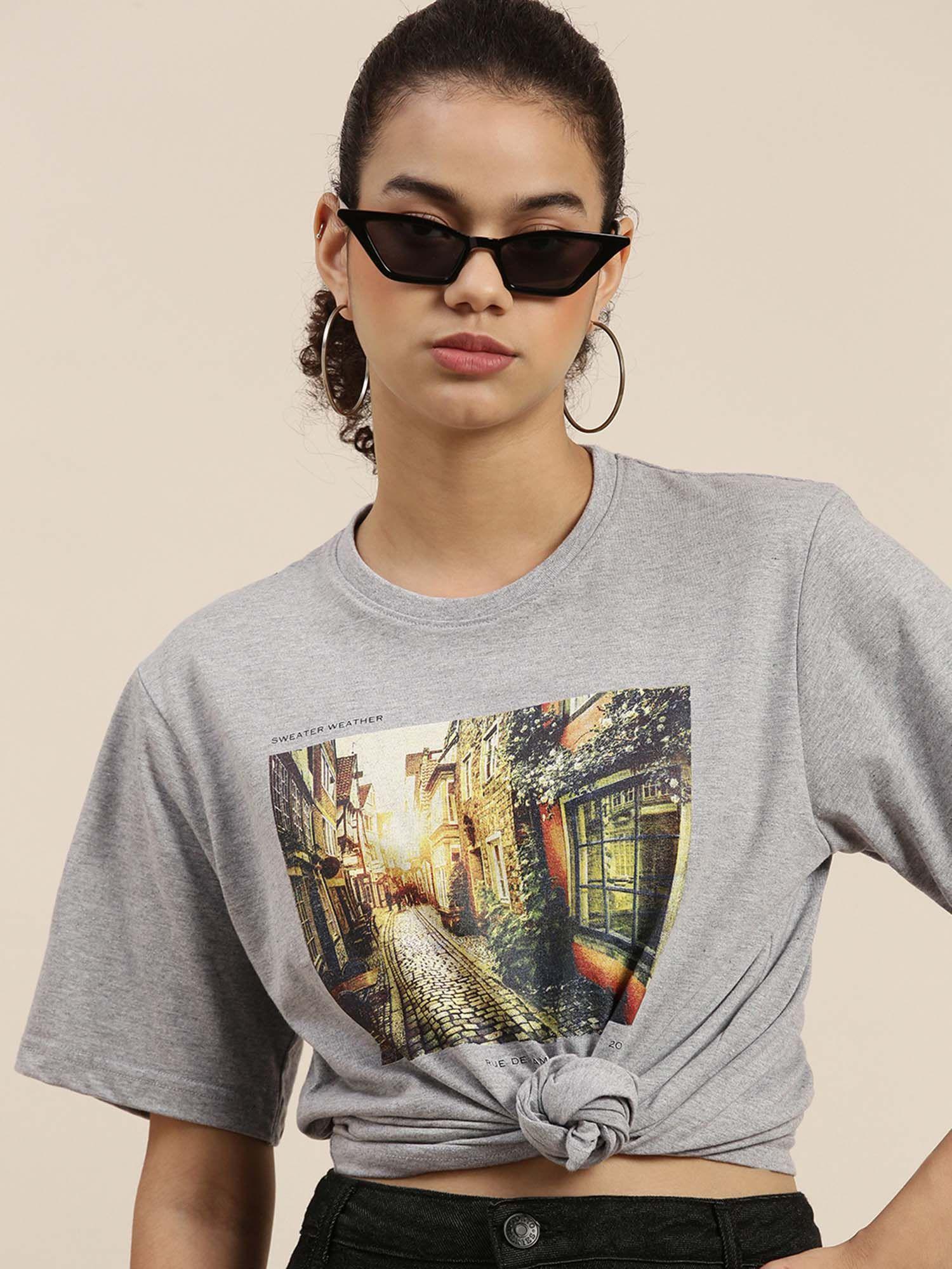 grey melange graphic oversized t-shirt