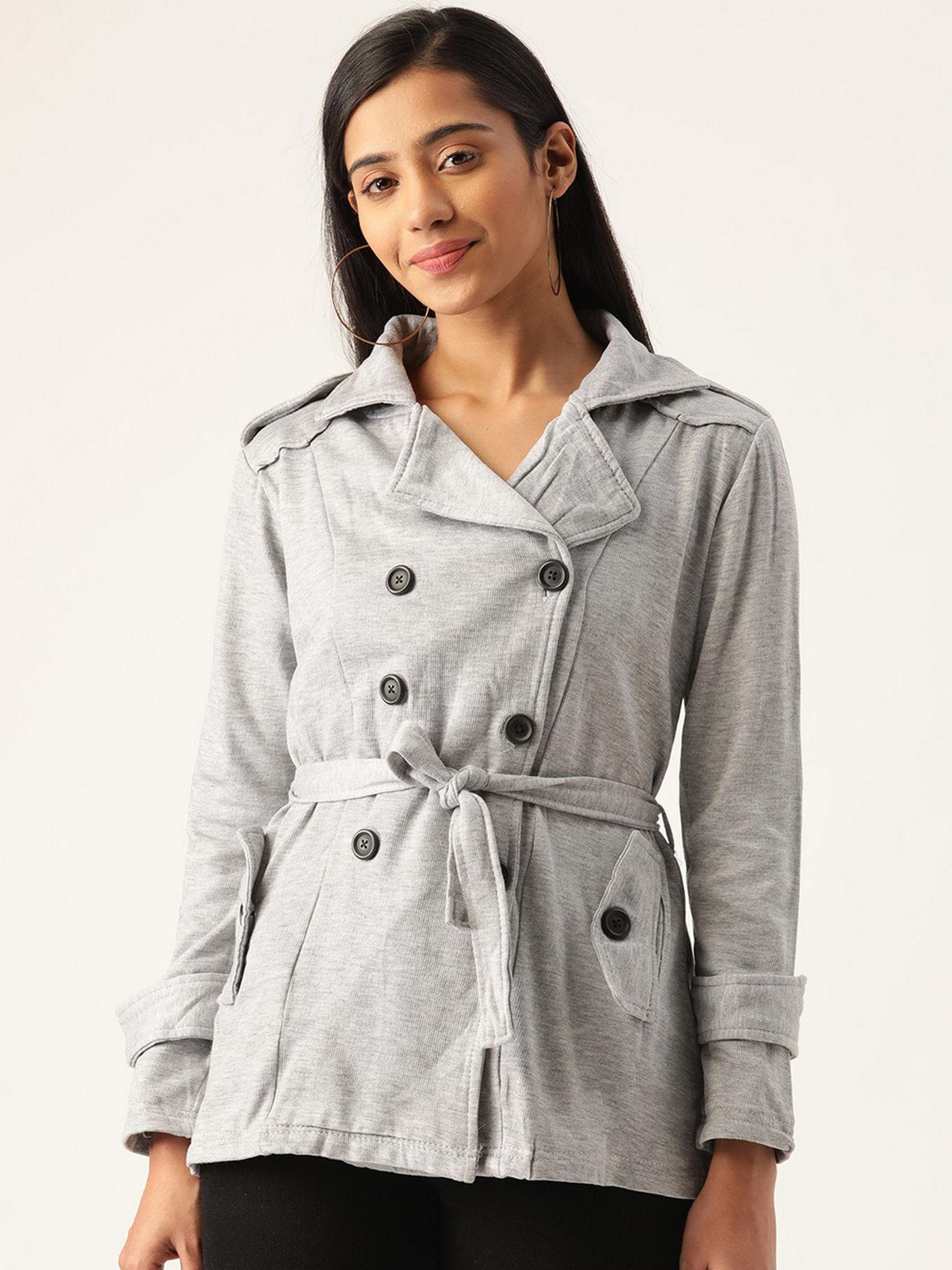 grey melange solid coat