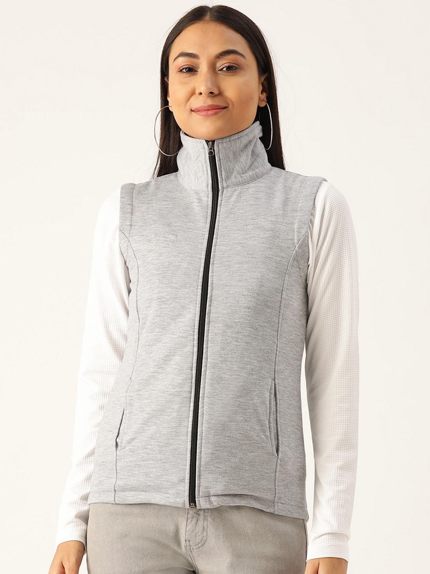 grey melange solid jacket