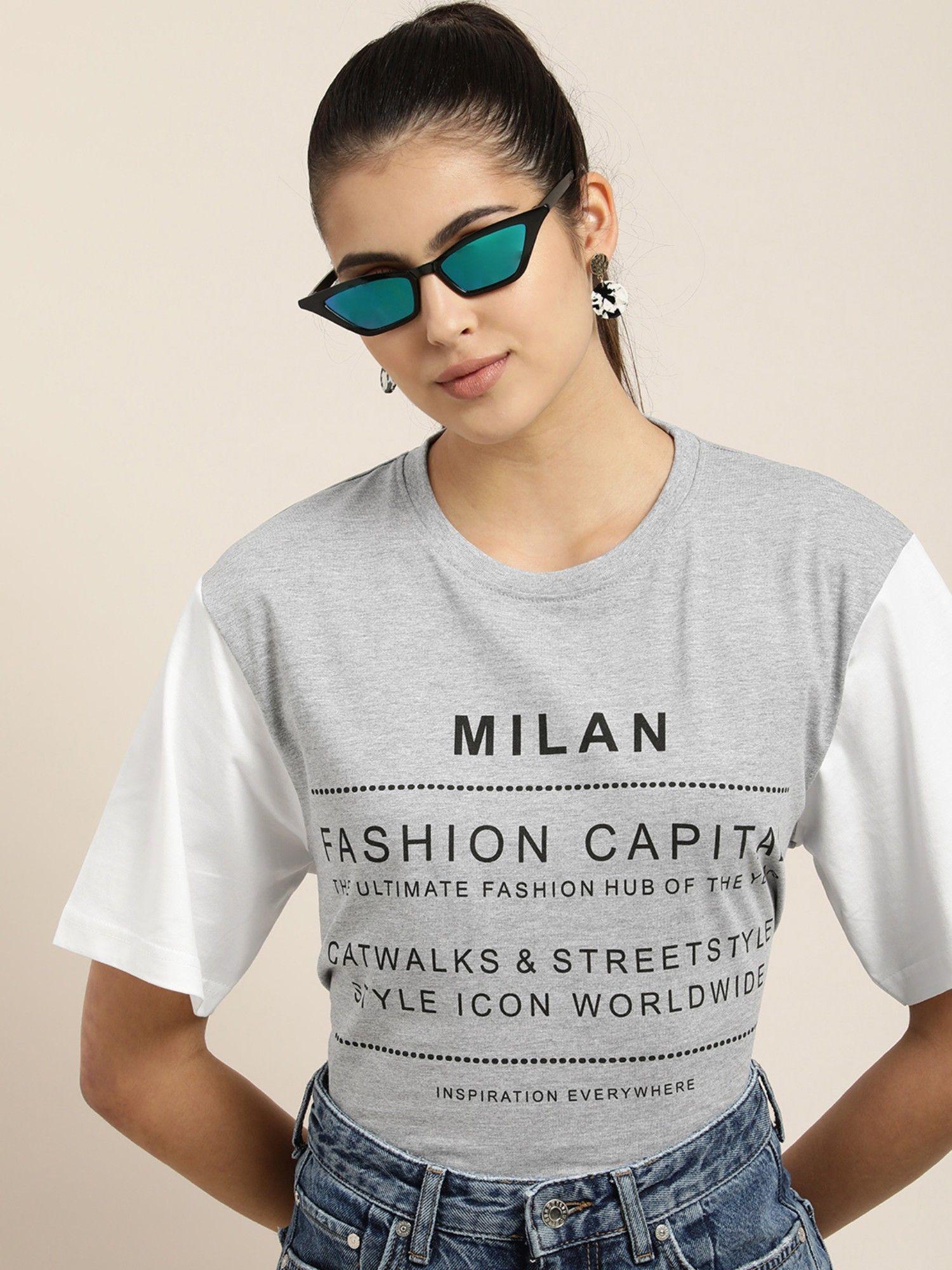 grey melange typographic oversized t-shirt