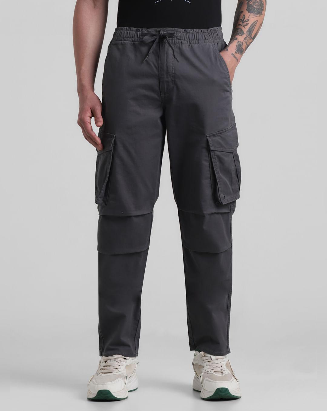 grey mid rise cargo pants